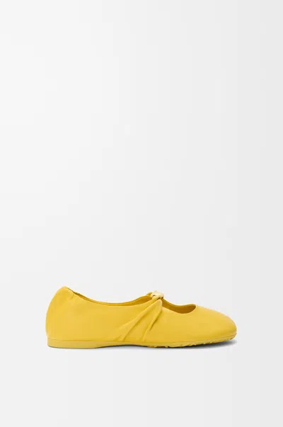 Loewe Nappa Leather Ballerinas Flat Sole Round Toe In Yellow