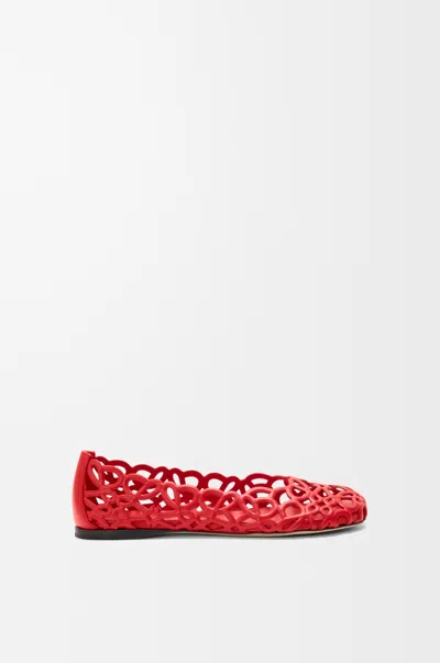 Loewe Ballerines Petal Anagram En Cuir Taille: 40 Pour Femme In Red