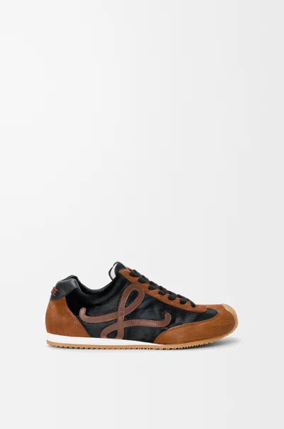 Loewe Ballet Runner 2.0 Leather-trimmed Calf Hair Sneakers In Brown