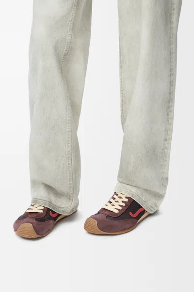 Loewe Ballet Runner 2.0 Suede-trimmed Sneakers In Burgundy
