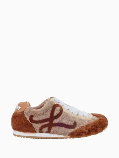 Loewe Ballet Runner 2.0 Mini Shearling Sneakers In Animal Print