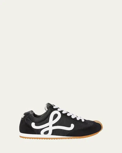 Loewe Women Black Canvas And Suede Ballet Runner 2.0 Sneakers