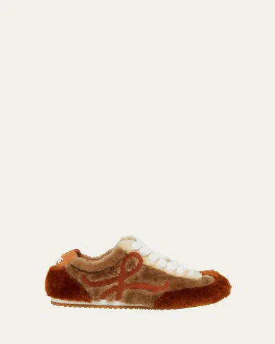 Loewe Ballet Runner 2.0 Shearling Sneakers In Animal Print