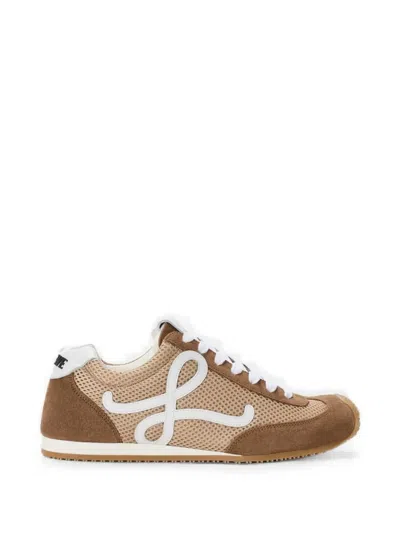 Loewe Ballet Runner 2.0 Sneakers In Nylon And Suede With Side Logo In Brown