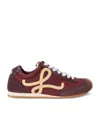 Loewe Ballet Runner 2.0 Nylon And Suede Sneakers With Side Logo In Burgundy