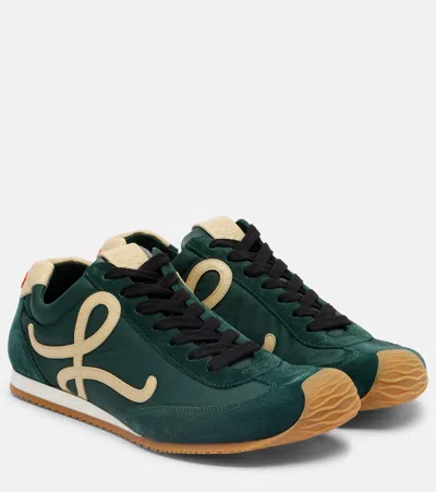 Loewe Ballet Runner 2.0 Mixed Leather Sneakers In Green