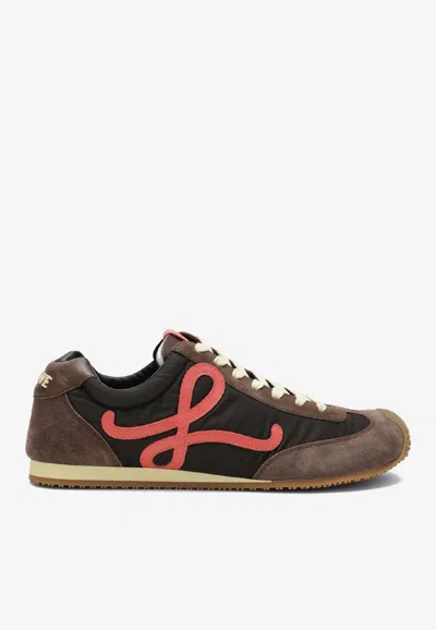 Loewe Ballet Runner 2.0 Suede-trimmed Sneakers In Burgundy