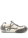 Loewe Two-tone Shearling Ballet Runner 2.0 Sneakers In Neutral