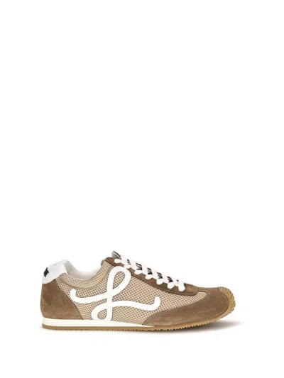 Loewe Ballet Runner 2.0 Sneakers In Suede And Mesh Beige In Brown