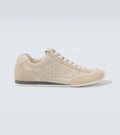 Loewe Ballet Runner 2.0 Suede-trimmed Leather Sneakers In Neutral
