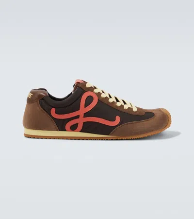 Loewe Ballet Runner 2.0 Suede-trimmed Sneakers In Burgundy