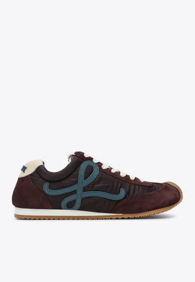Loewe Burgundy Canvas And Suede Ballet Runner 2.0 Sneakers