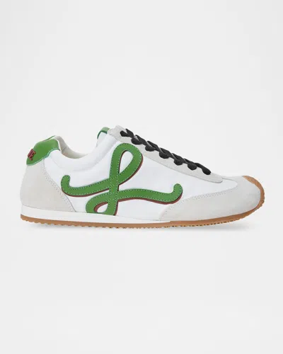 Loewe Ballet Runner Mixed Leather Sneakers In White