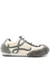 Loewe Two-tone Shearling Ballet Runner 2.0 Sneakers In Gray