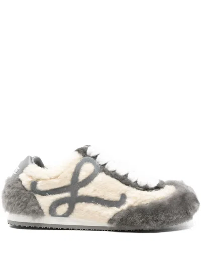 Loewe Two-tone Shearling Ballet Runner 2.0 Sneakers In Multi