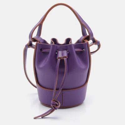 Pre-owned Loewe Balloon Bag Nano Shoulder Bag Leather Purple 2way