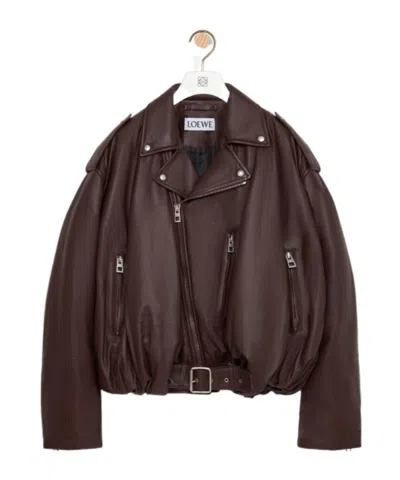 Loewe Balloon Biker Jacket In Nappa Lambskin In Brown