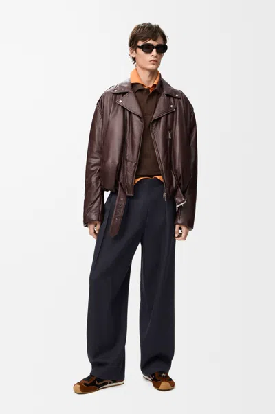 Loewe Balloon Biker Jacket In Nappa Lambskin Size: 54 For Man In Brown