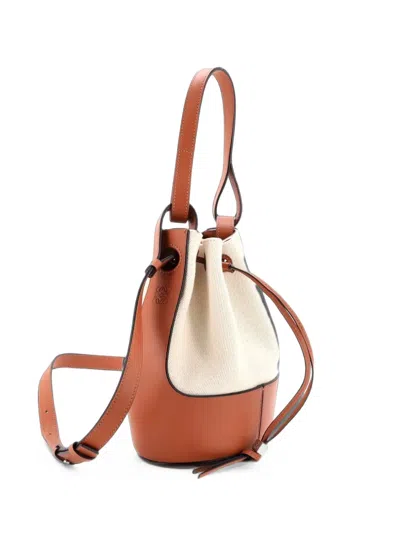 Pre-owned Loewe Balloon Canvas And Leather Medium Bucket Bag In Brown
