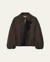 Loewe Viscose Blend Jacket Contrast Panel Pockets In Brown