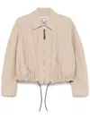Loewe Cropped Zip Up Drawstring Balloon Jacket In 中性色