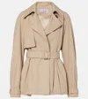 Loewe Double-breasted Pleated Cotton-twill Jacket In Neutral