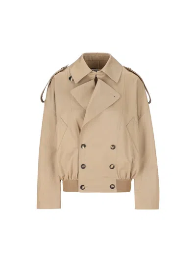 Loewe Balloon Double Breasted Jacket In Nude & Neutrals