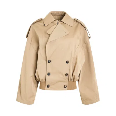 Loewe Balloon Double Breasted Jacket In Nude & Neutrals