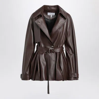 Loewe Brown Leather Balloon Jacket