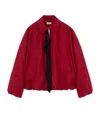 Loewe Draped-detail Embroidered-logo Zip-up Jacket In Red