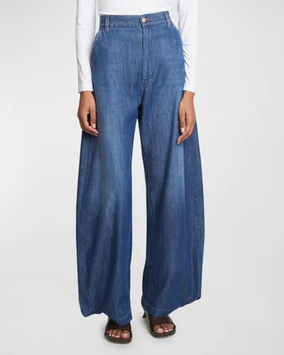 Loewe Balloon-leg Denim Trousers In Washed Blu