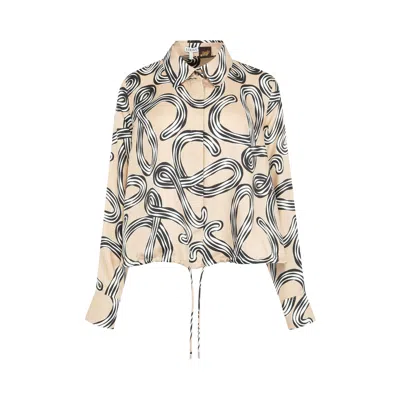 Pre-owned Loewe Balloon Shirt 'beige/black' | Tan | Women's Size 40 In Brown