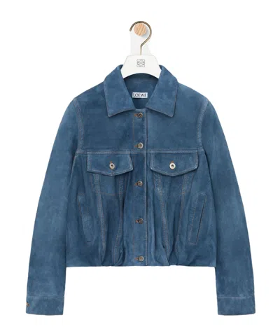 Loewe Balloon Silhouette Buttoned Jacket In Blue