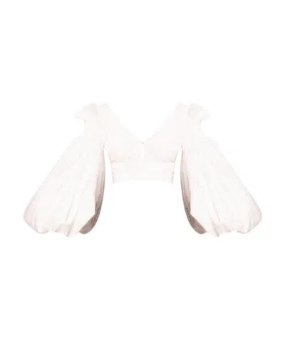 Loewe Balloon-sleeves Cropped Top In White