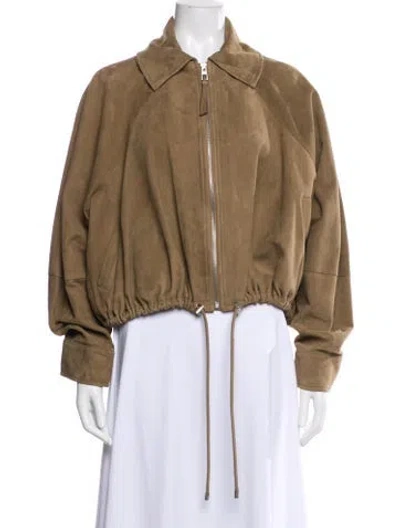 Pre-owned Loewe Balloon Suede Lambskin Bomber Jacket In Brown