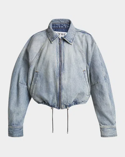LOEWE BALLOON ZIP-UP DRAWSTRING DENIM JACKET