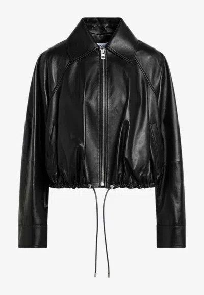 Loewe Balloon Zip-up Leather Jacket In Black