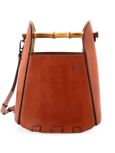 Pre-owned Loewe Bamboo Leather Bucket Bag In Brown