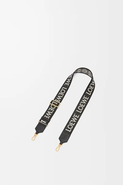 Loewe Anagram Strap In Jacquard And Leather Skin For Woman In Black
