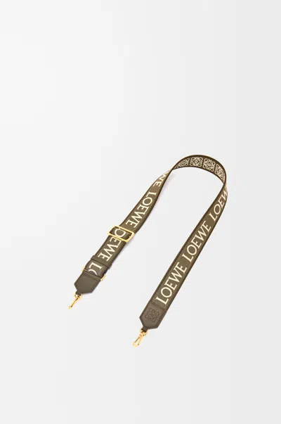 Loewe Anagram Strap In Jacquard And Leather Skin For Woman In Green