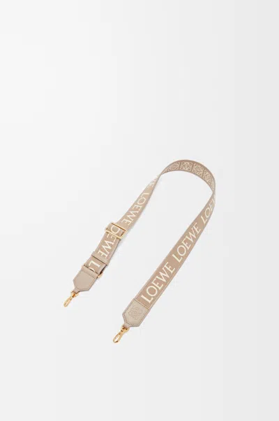 Loewe Anagram Bag Strap In Jacquard Fabric And Cowhide Leather In Gray