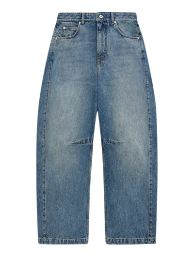 Loewe Anagram Barrel Jeans In Blue