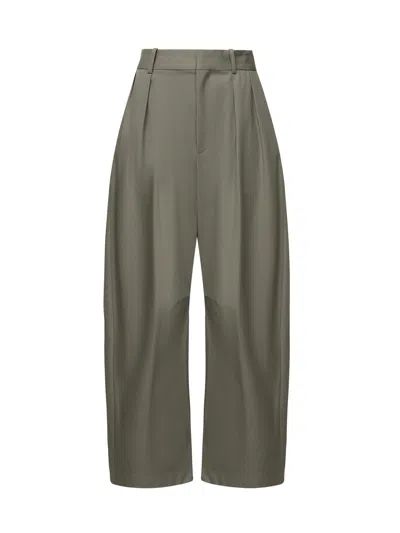 Loewe Barrel Pants In Cotton And Silk In Green