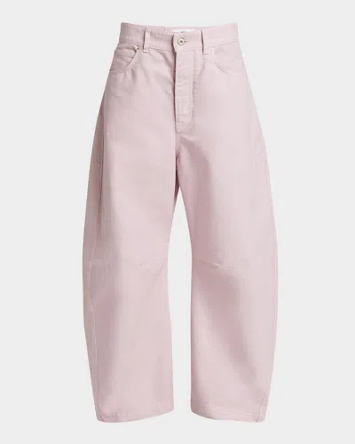 Loewe Barrel Pleated Wide-leg Ankle Trousers In Pink