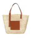 Loewe Basket Bag Large In Palm Leaf With Leather Handles In Natural/tan