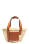 Loewe Large Basket Bag In Palm Leaf And Calfskin In Neutral