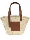 Loewe Medium-sized Basket Bag In Palm Leaf And Leather Women In Brown