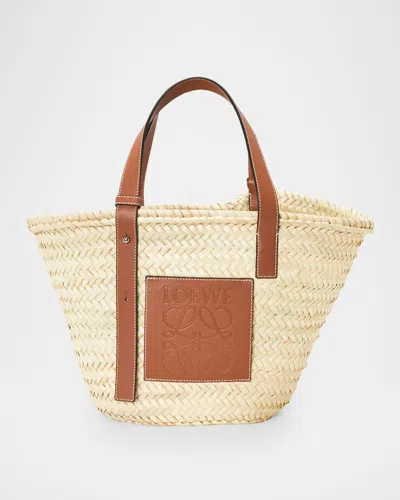 Loewe Basket Medium Woven Raffia Tote Bag In Neutral