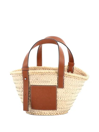 Pre-owned Loewe Basket Raffia Small Tote Bag In Brown
