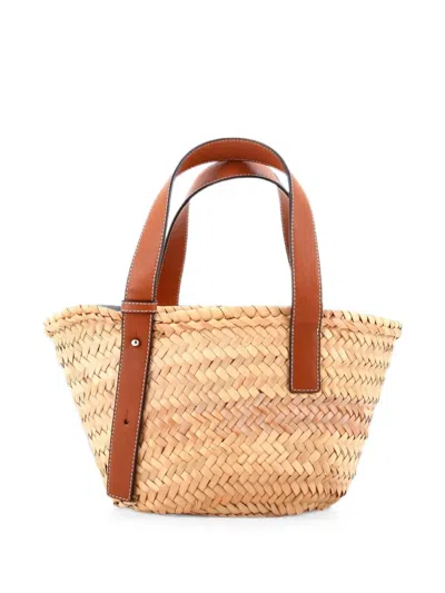 Pre-owned Loewe Basket Raffia Small Tote Bag In Brown